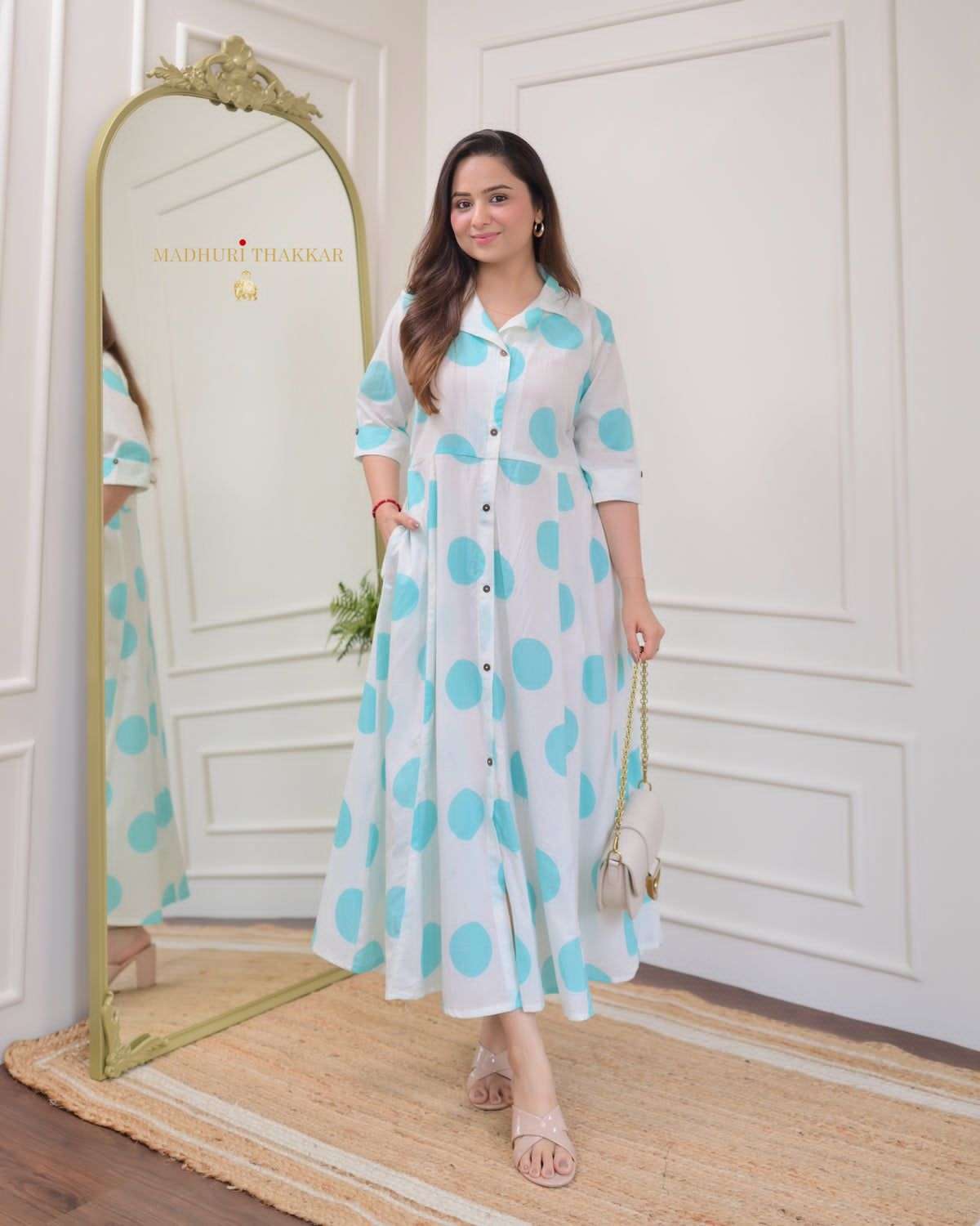 Women's Cotton Floral Printed 3/4 quarter sleeve A-Line printed kurti - XXL