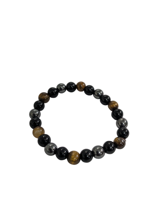 Triple Protection Bracelet for Women Men's Gifts - Protection Healing Crystal Bracelet - 8mm Gemstone Beaded Adjustable