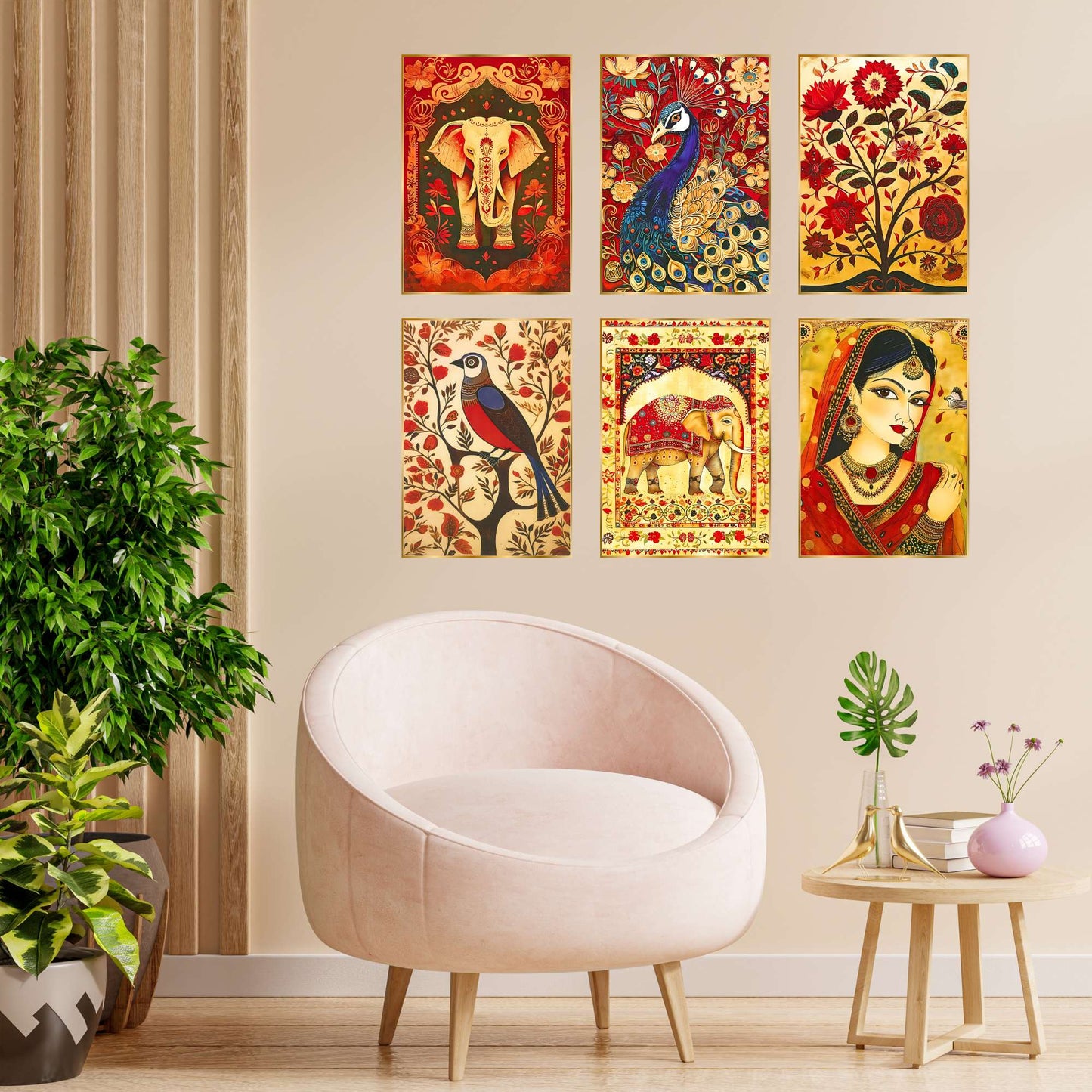 Set of Six Wall Paintings for Wall Dacoration Golden Framed Wall Paintings for Living Room & Bedroom Wall Art for Home Decoration & Office Wall DÃ©cor (13x10 inch CH-GD6-8)