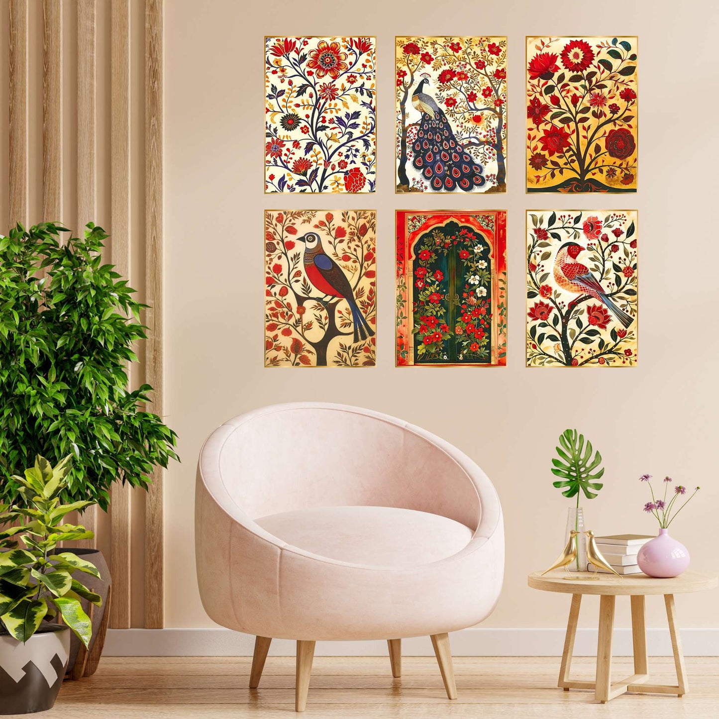 Set of Six Wall Paintings for Wall Dacoration Golden Framed Wall Paintings for Living Room & Bedroom Wall Art for Home Decoration & Office Wall DÃ©cor (17x13 inch CH-GD6-9)