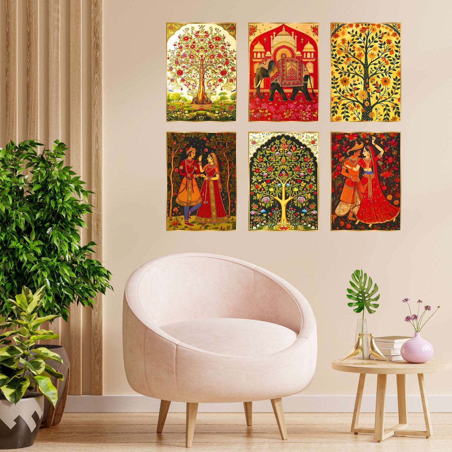 Set of Six Wall Paintings for Wall Dacoration Golden Framed Wall Paintings for Living Room & Bedroom Wall Art for Home Decoration & Office Wall DÃ©cor (13x10 inch CH-GD6-10)