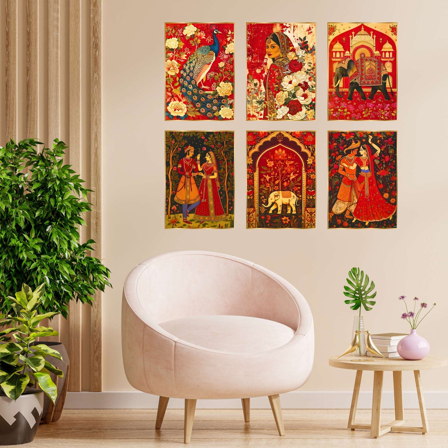 Set of Six Wall Paintings for Wall Dacoration Golden Framed Wall Paintings for Living Room & Bedroom Wall Art for Home Decoration & Office Wall DÃ©cor (17x13 inch CH-GD6-11)