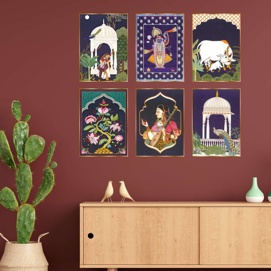 Set of Six Wall Paintings for Wall Dacoration Golden Framed Wall Paintings for Living Room & Bedroom Wall Art for Home Decoration & Office Wall DÃ©cor (17x13 inch CH-GD6-3)